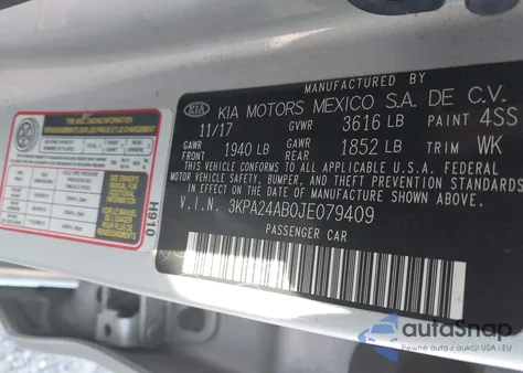 2018 Kia Rio Lx из США, поврежденный, VIN 3KPA24AB0JE079409